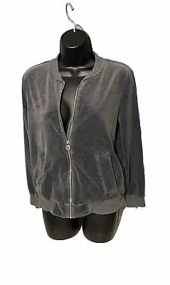 Michael Kors Women's Gray Velour Long Sleeve Full Zip Bomber Jacket Size M • $17.77