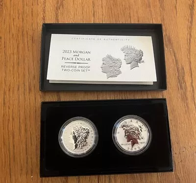 2023-S Reverse Proof $1 Morgan And Peace Silver Dollar 2pc Set Box OGP & COA • $149.50