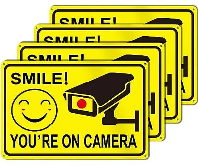 4-Pack Smile You're On Camera Signs 8 X12  Rust Free Aluminum Video Surveillance • $14.90