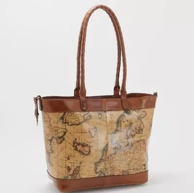 Patricia Nash Convertible Leather Mallory Tote European Map A514221 • $125