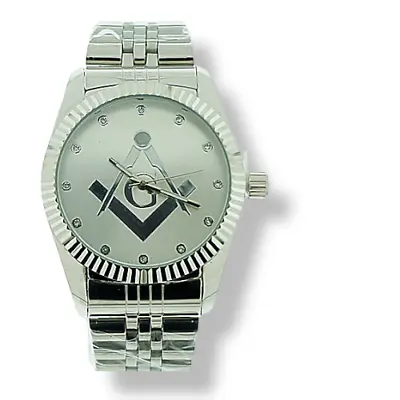 Masonic Watch - Freemason 44mm Watch - Masonic Compass Mason Watch - Silver • $27.50