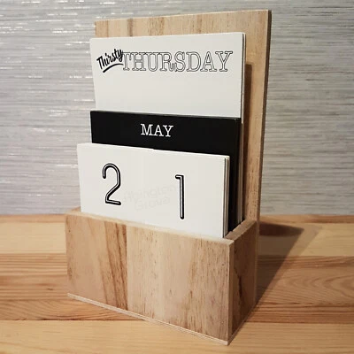 £8.99 • Buy Wooden Perpetual Calendar Black & White Office Desk New Monochrome Home Decor