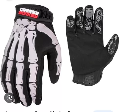 New! Grease Monkey Skeleton Bones Xtreme Touchscreen Mechanic Gloves XL • $17