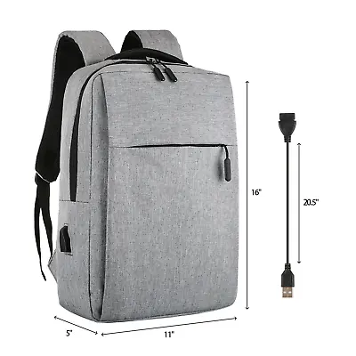 Men Women 16  Backpack Bookbag School Travel Laptop Rucksack Zip Bag USB Port • $14.05