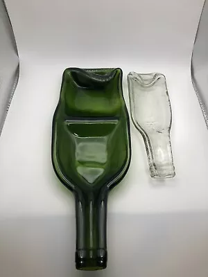 Melted Wine Bottle Cheese Tray Trivet Spoon Rest Serving Plate Set Of 2 • $10