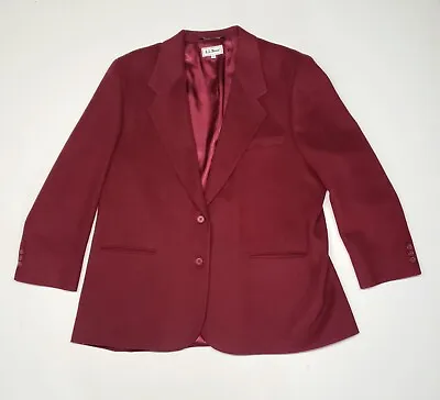 L.L. Bean VTG Wool Burgundy Red Blazer Jacket Has Moth DAMAGE Womens 20p U.S.A • $8.97