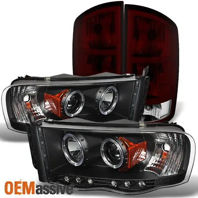 For 02-05 Ram 1500 03-05 2500/3500 Projector Headlights + Red Smoked Tail Light • $197.99