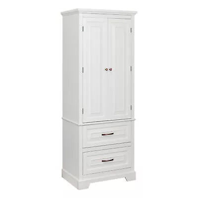 Wooden Bathroom Linen Storage Cabinet & 2 Drawers White • $299.99