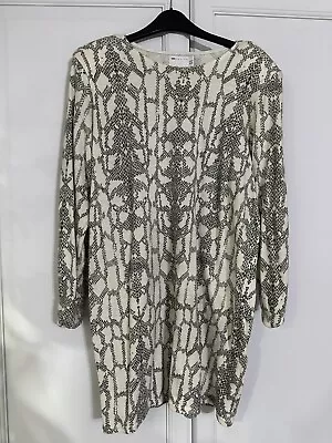 £0.99 • Buy Asos DESIGN Thin Woolen Jumper Dress In Snake Pattern With Shoulder Pads Size 14