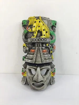 Vintage - Aztec Mayan Pyramid Mask Sculpture Wall Art 10.5  • $45