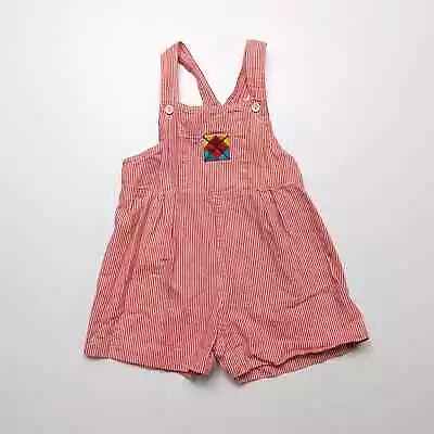 Vintage Kitestrings Shortalls Boys Size 24m Red Stripe Overalls • $20