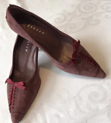 £29 • Buy GORGEOUS  JIGSAW LADIES KITTEN HEEL SHOES Burgundy Wine Suede All Leather VGC