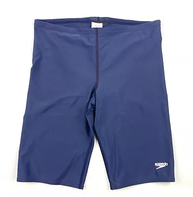 Mens Speedo Power Flex Shiny Blue Spandex Compression Swimsuit Jammers Size 36 • $16