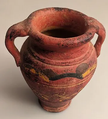 Vintage Mexican Handmade Decorative Clay Pottery Jar/Vase With Handles 6 X3  • $15