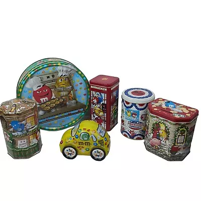 M&M Vintage Candy Holiday Tins Set Of 12 Phone Booth Christmas Carol  • $25