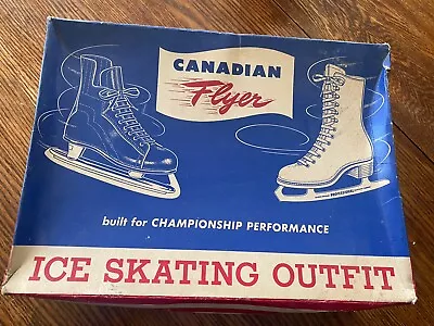 Vintage Woman’s Ice Skates Canadian Flyer- White Leather Size 7 Original Box • $25.76