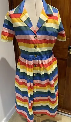 JOANIE Womenswear Montana Rainbow Striped Dress Size 14 • £15