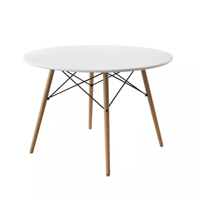 Round Modern Dining Table 4 Seats 42 Inch Mid Century Style Beech Dinner White • $113.99