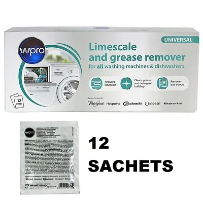 Wpro Hotpoint Washing Machine Limescale Descaler Detergent Remover X 12 Sachets • £13.25