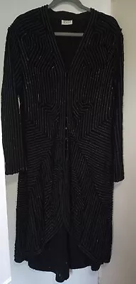 Libra Black And Silver Cardigan Jacket Dress Size 14 • £20