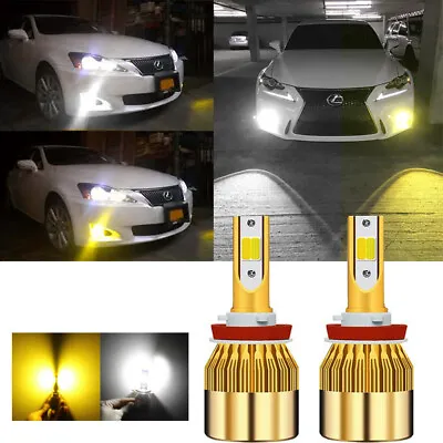 H8 H11 Switch White/Golden Yellow Dual-Color COB LED Fog Light Lamp Bulbs DRL • $20.99