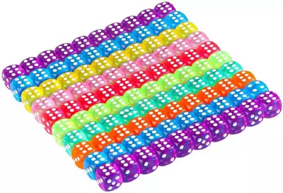 100 Pcs 6-Sided Games Dice Set Translucent Colors Dices 14 Mm Round Corner Dice • $18.26