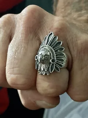 £40 • Buy Silver Eagle Indian Head Ring 
