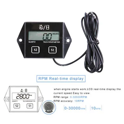 Tiny Tach Digital Hour Meter / Tachometer For Marine Spark Mower Engine Motor • $10.49