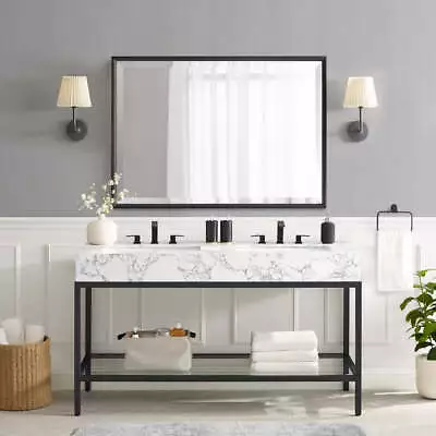 Modway Kingsley 60  Black Stainless Steel Bathroom Vanity Black White • $1430.99