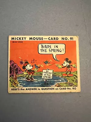 1935 Mickey Mouse Gum Card #91 Birds In The Spring Good+/VG • $75