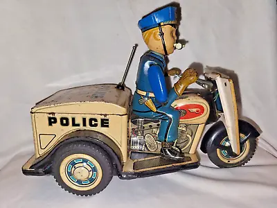 Vintage Battery Operated Highway Police No 3 Tin Toy Tricycle Bike Modern Toys # • $711.11