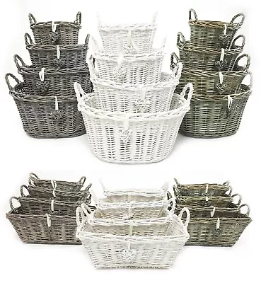 £9.99 • Buy White Grey Strong Shabby Chic Baby Nursery Easter Egg Hamper Storage Basket