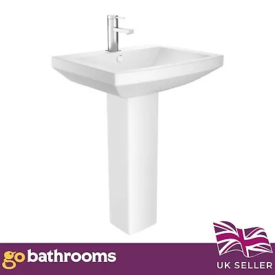 Hand Wash Basin & Pedestal Bathroom Wash Basin Sink With 1 Tap Hole • £104.91