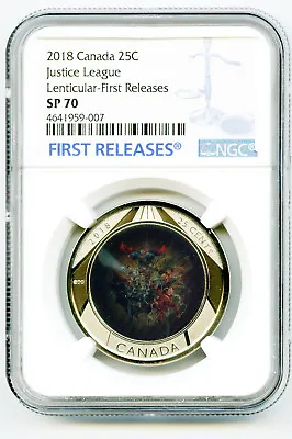 2018 Canada Justice League Ngc Sp70 First Releases Lenticular 3d Quarter Rare • $341.81