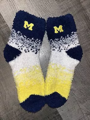 Michigan Wolverines Ncaa College Logo Womens Confetti Ankle Fuzzy Sleep Socks • $9.67