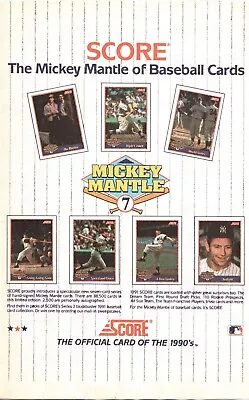 VINTAGE PRINT ADVERTISING SCORE Micky MANTLE OF Baseball Trading Cards 1991 • $6.99