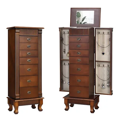 Jewelry Cabinet Armoire Box Storage Chest Stand Organizer Wood Christmas Gift • $149.99