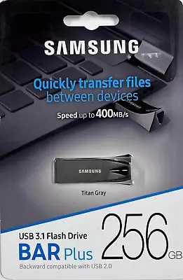 Samsung BAR Plus 256GB - 400MB/s USB 3.1 Flash Drive Titan Gray (MUF-256BE4/AM) • $68