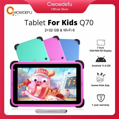 7  Kids Tablet Android 11 2GB 32GB Quad Core WIFI6 Google Play Children Tablets • £68.95