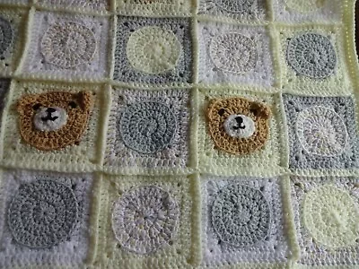 Lemon Teddy Bear Crochet Blanket • £10.99