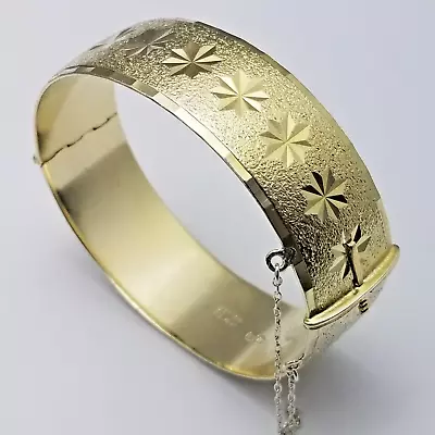 Vintage 22ct Gold On Solid Sterling Silver Bangle Hallmarked London 1969 - 51.3g • $249.06