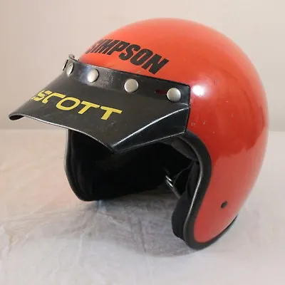 VTG Simpson Boat Racing Helmet 3/4 Open Face Snell '80 Orange Peak Paulson Visor • $98
