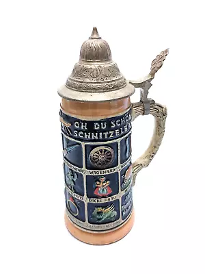 Vintage German Beer Stein Musterschutz Lidded Beer Stein KG Oktoberfest • $30