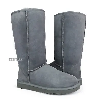 UGG Classic Tall II Grey Suede Fur Boots Womens Size 6 -NIB- • $132.95