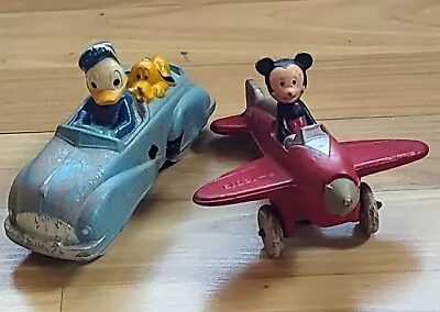 Vintage Mickey Mouse & Donald Duck Pluto 1930's Sun Rubber Cars Mikey Air Mail • $45