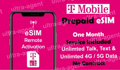 T-Mobile ESIM Unlimited Data 5G/ LTE 1 Month- Remote Activation- Please Read • $24.98