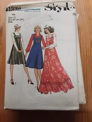 Vintage 1970s Style 1339 Maxi Pinafore Dress Pattern Size 12 • £5