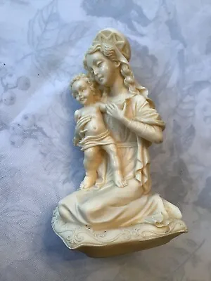 Vintage Carved Soapstone 7”Tall Madonna And Child Figurine Beautiful Detail • $28.50