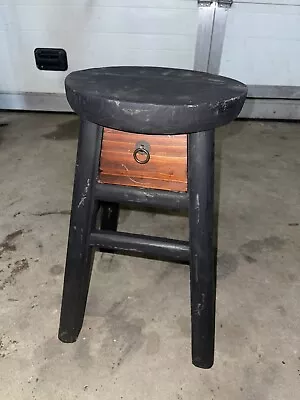 Vintage Wood Stool With Pull Out Drawer  • $225