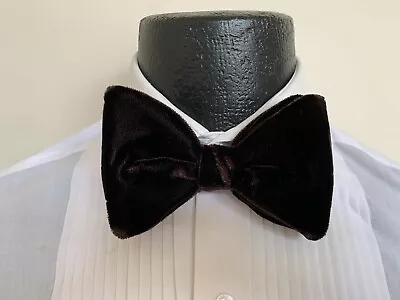 NEW BROWN VELVET BOWTIE - Men's Large Clip On 70's Style  • $24.99